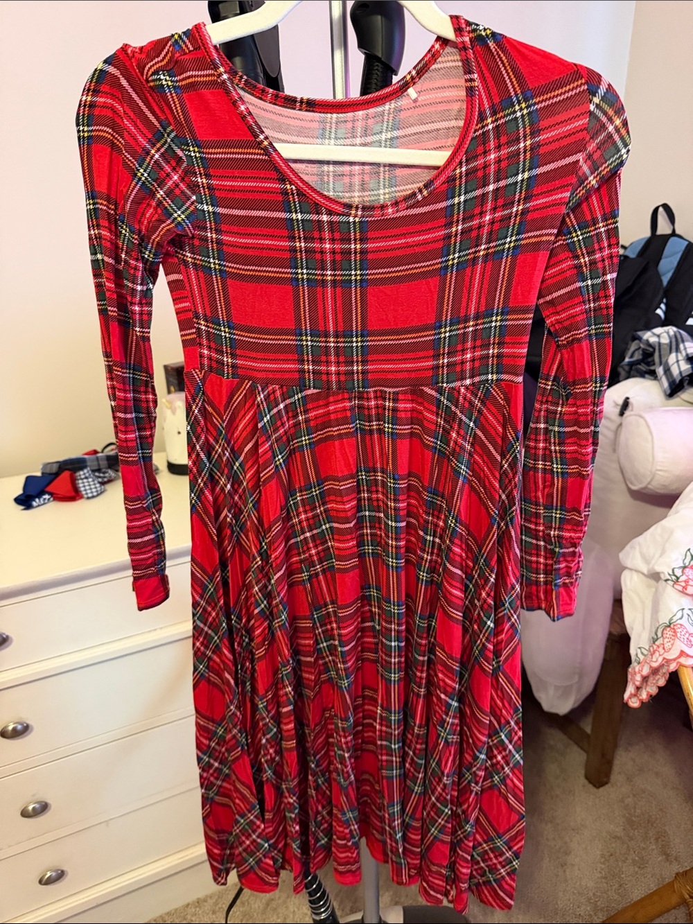 Posh Peanut Red Plaid Fit & Flare Dress